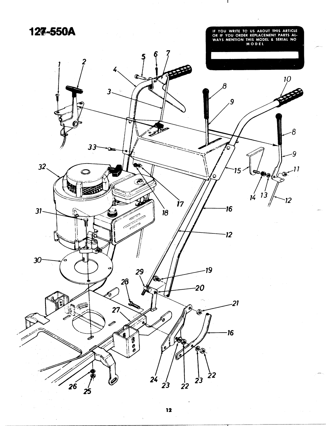 MTD 127-550A, 127-550-300 manual 