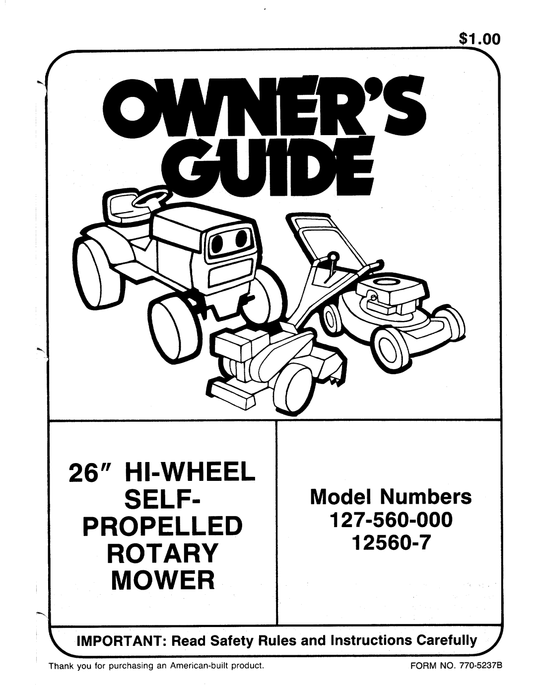 MTD 12560-7, 127-560-000 manual 