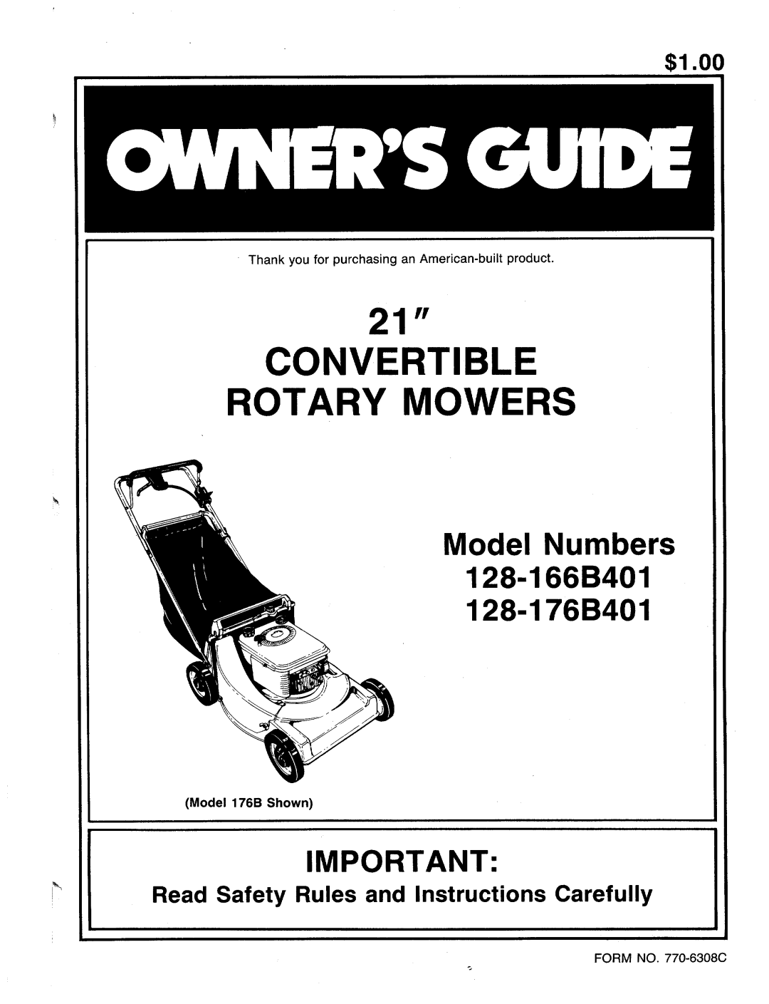 MTD 128-166B401 manual 