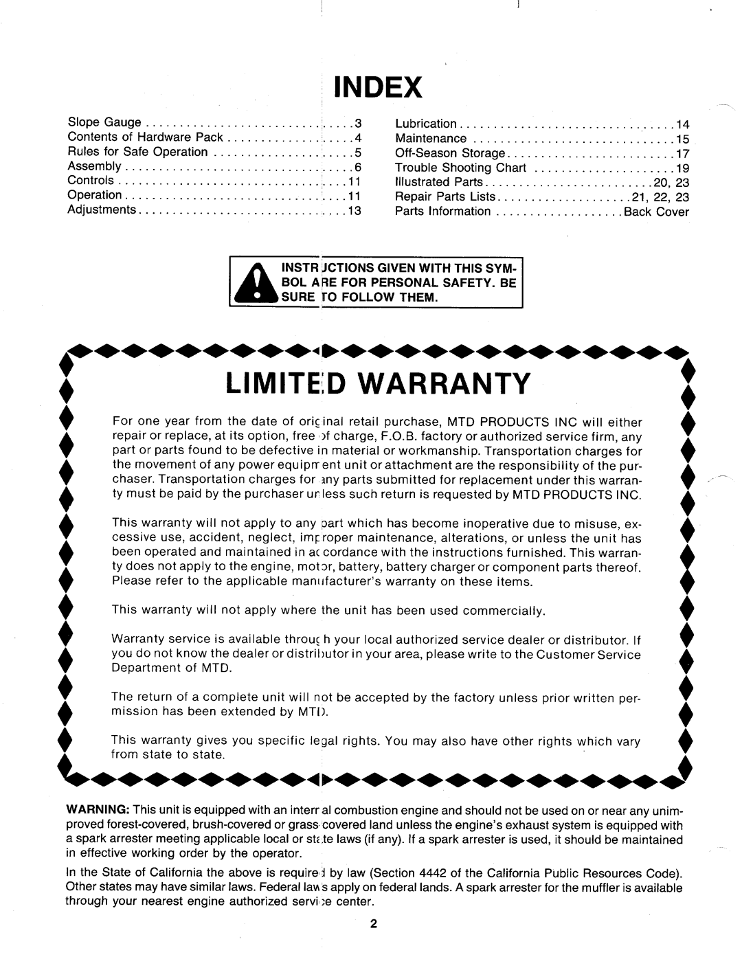 MTD 128-166B401 manual 