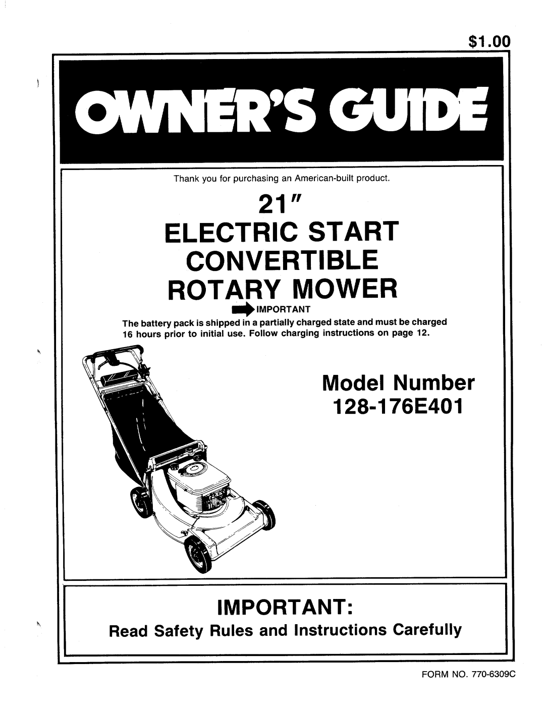 MTD 128-176E401 manual 