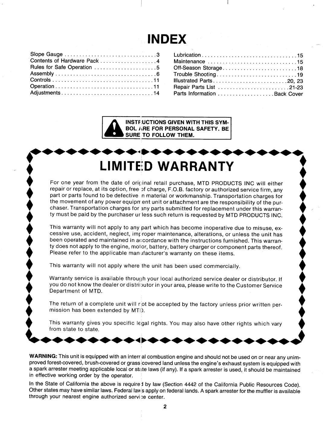 MTD 128-176E401 manual 