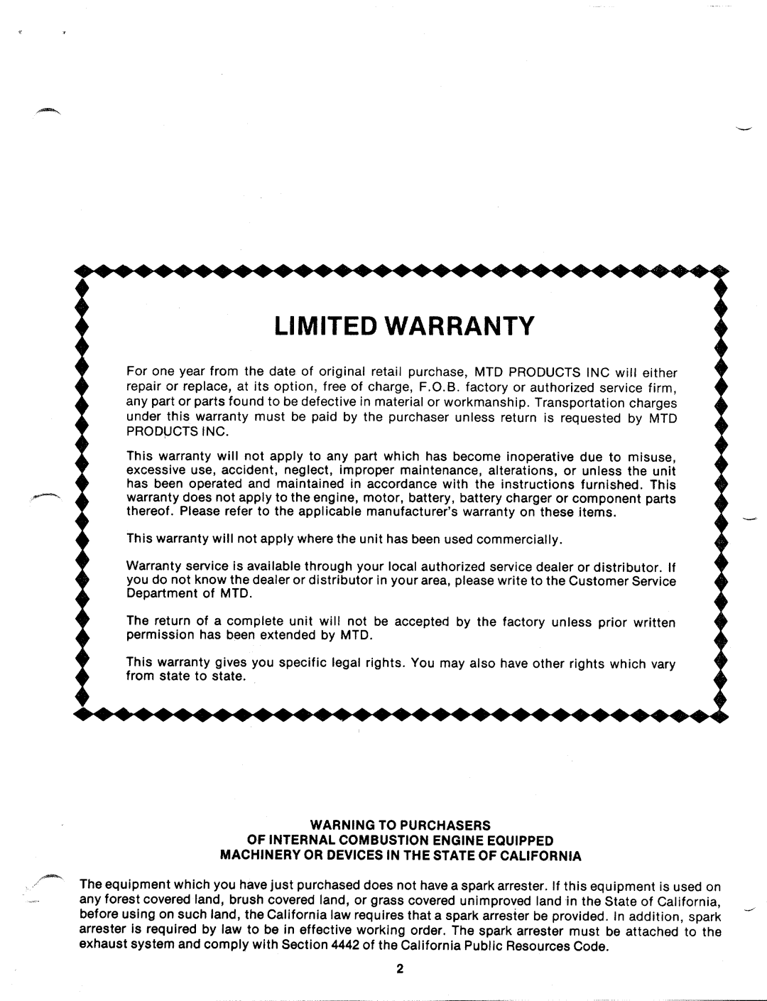 MTD 128-260A manual 