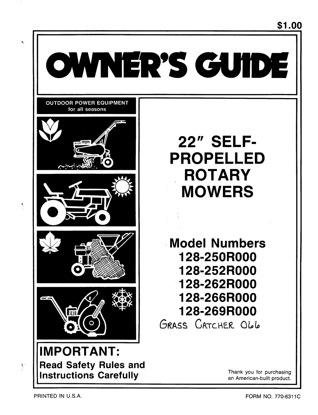 MTD 128-252R000, 128-269R000, 128-250R000, 128-262R000, 128-266R000 manual 