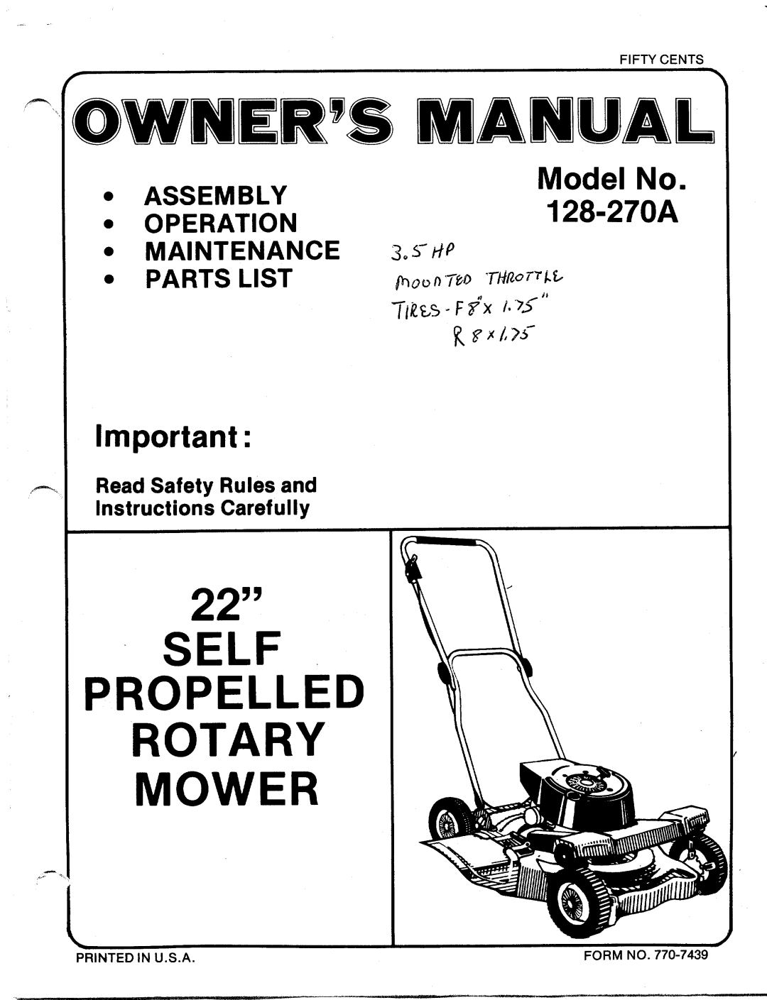 MTD 128-270A manual 
