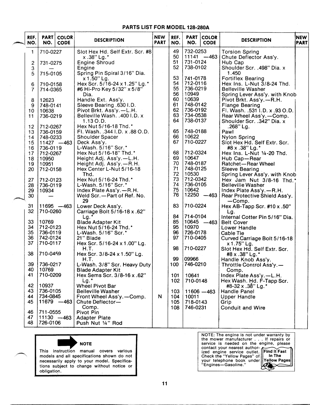 MTD 128-280A manual 