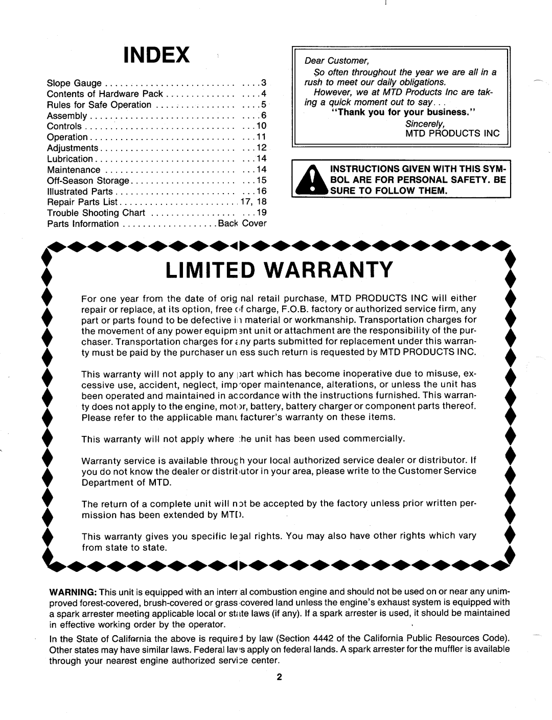 MTD 128-282R000, 128-286R000, 128-289R000, 128-272R000 manual 