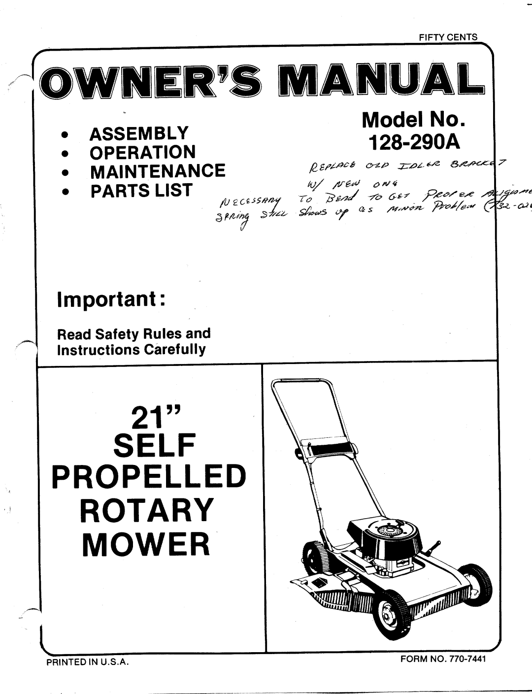 MTD 128-290A manual 