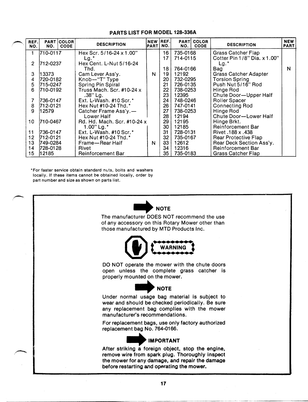 MTD 128-336A manual 