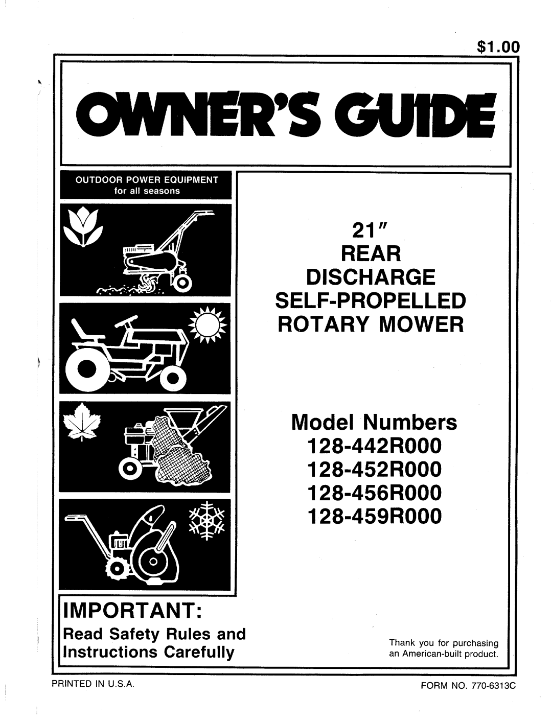 MTD 128-452R000, 128-459R000, 128-442R000, 128-456R000 manual 