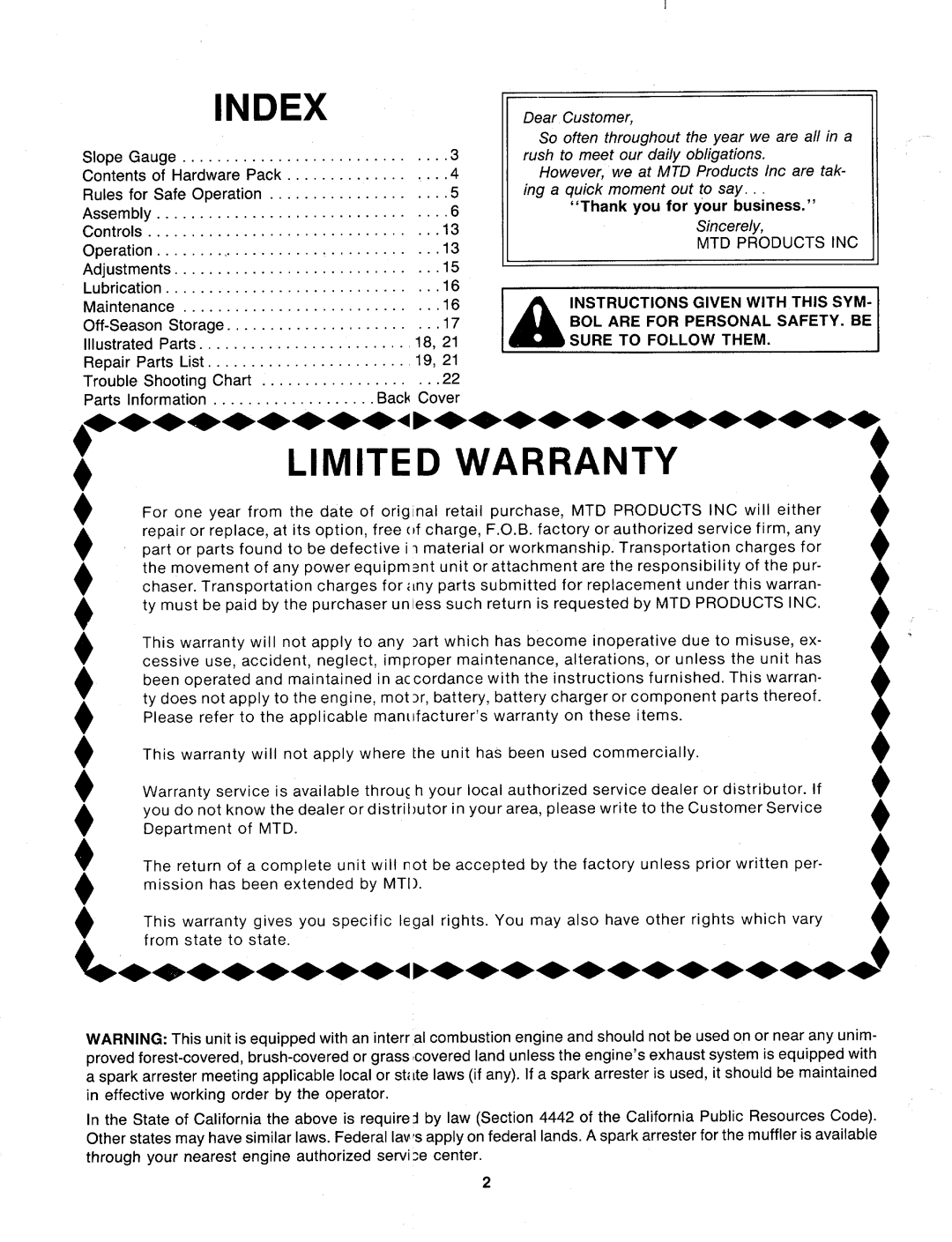 MTD 128-442R000, 128-459R000, 128-452R000, 128-456R000 manual 