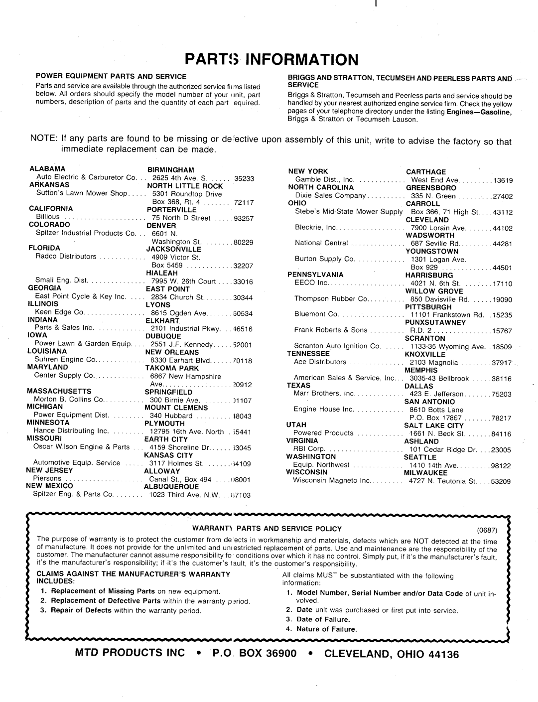 MTD 128-456R000, 128-459R000, 128-452R000, 128-442R000 manual 