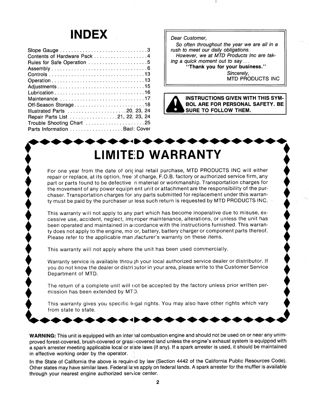 MTD 128-466B000, 128-478B000, 128-476B000 manual 