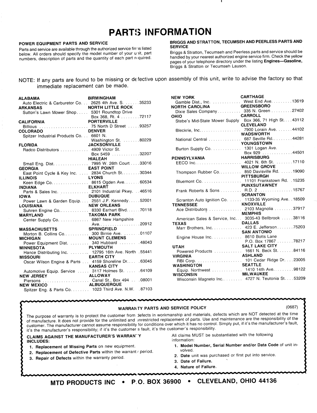 MTD 128-466B000, 128-478B000, 128-476B000 manual 