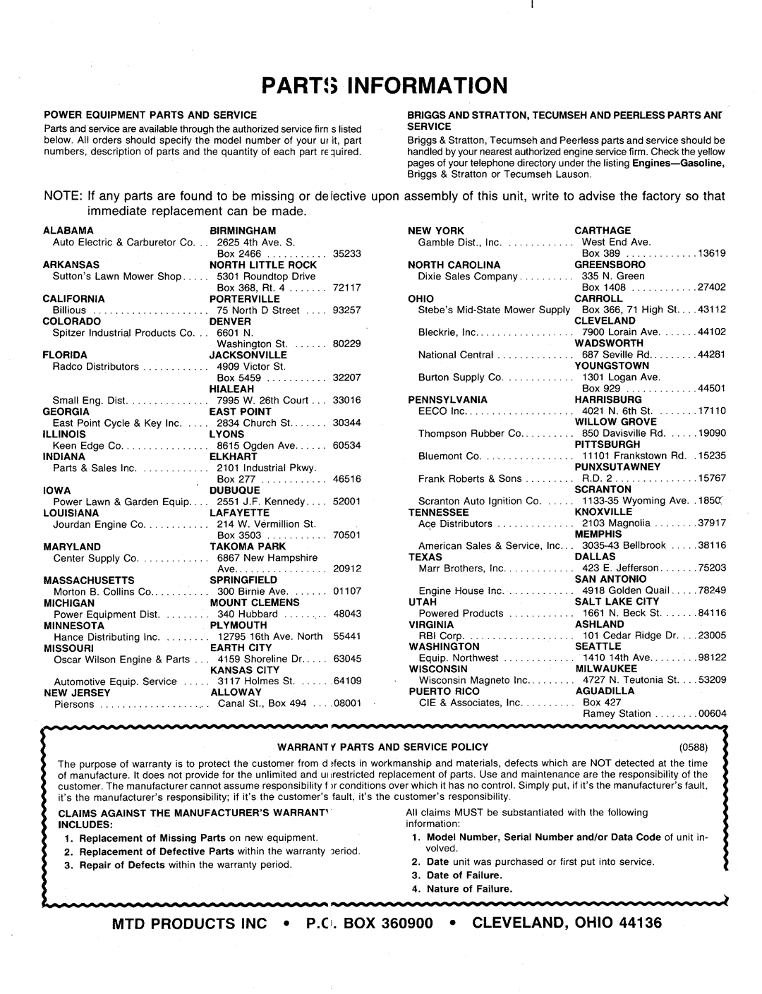 MTD 129-272R000, 129-281R000, 129-282R000, 129-271R000, 129-289R000, 129-286R000 manual 