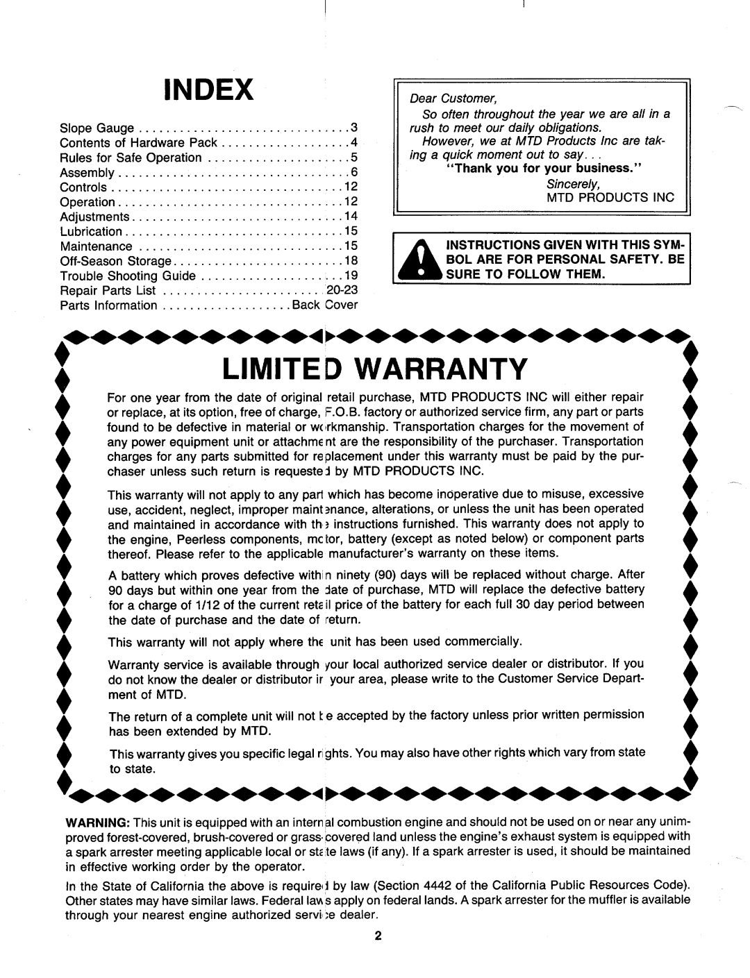 MTD 129-476E000, 129-479E000, 129-469E000 manual 