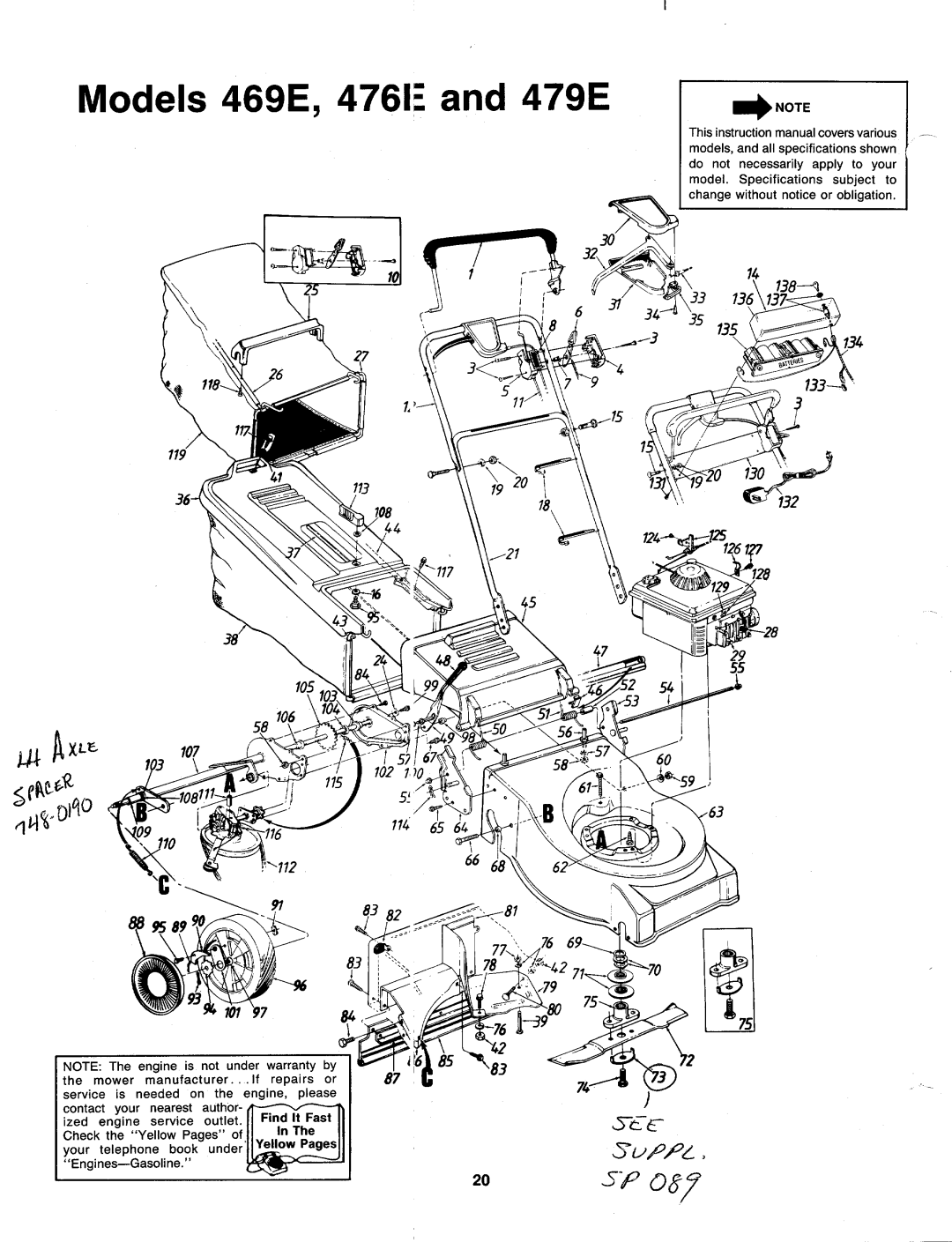 MTD 129-476E000, 129-479E000, 129-469E000 manual 