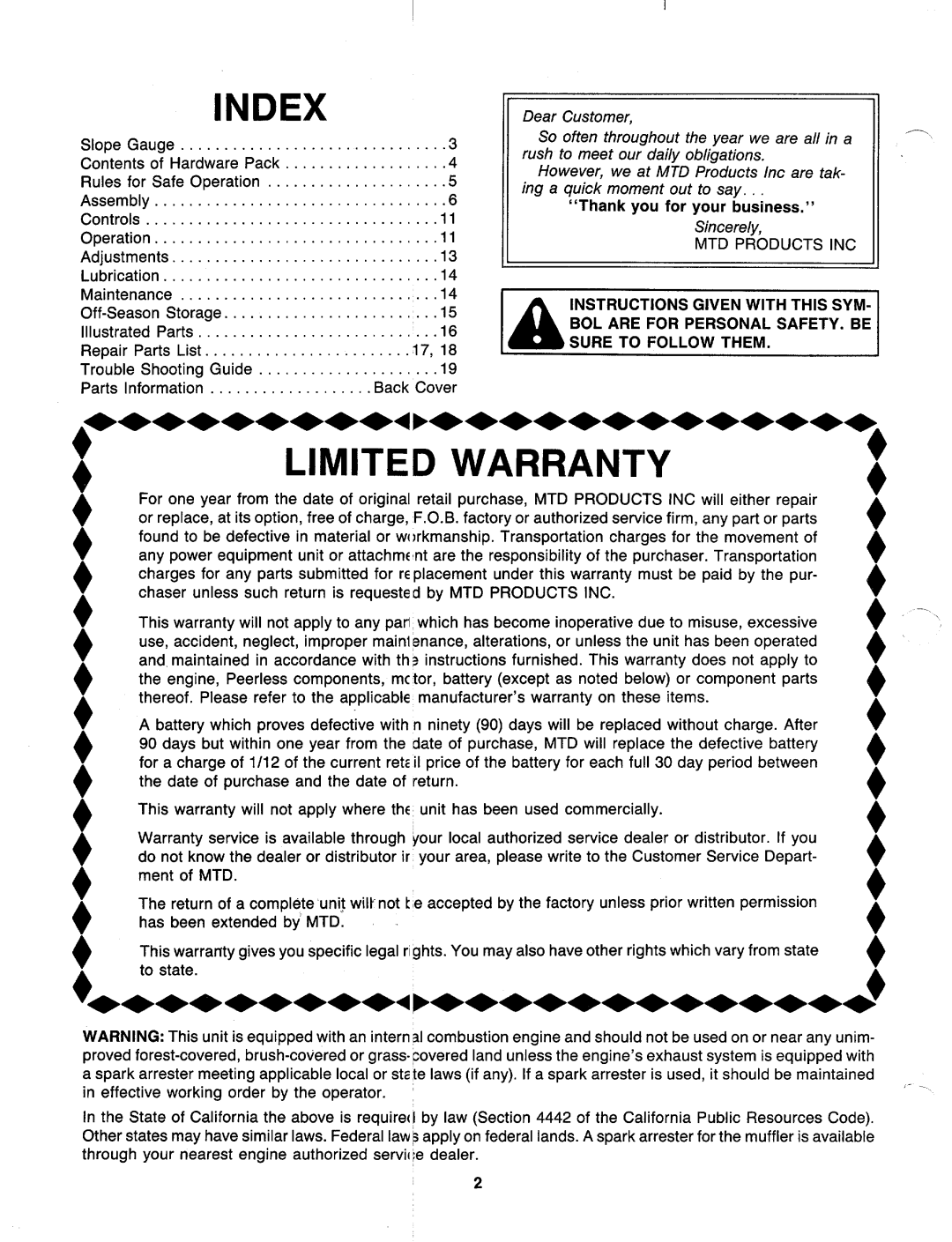 MTD 129-516R000 manual 