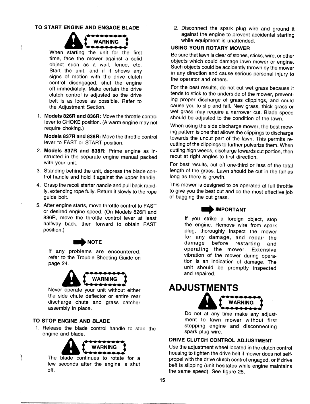 MTD 129-837R401, 129-838R401, 129-826R401, 129-836R401 manual 