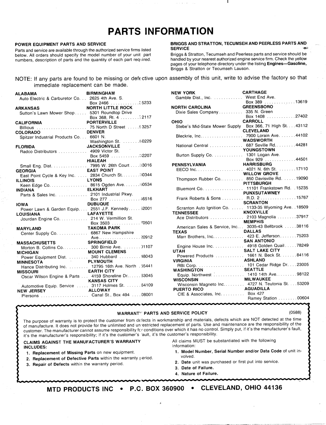 MTD 129-838R401, 129-826R401, 129-836R401, 129-837R401 manual 