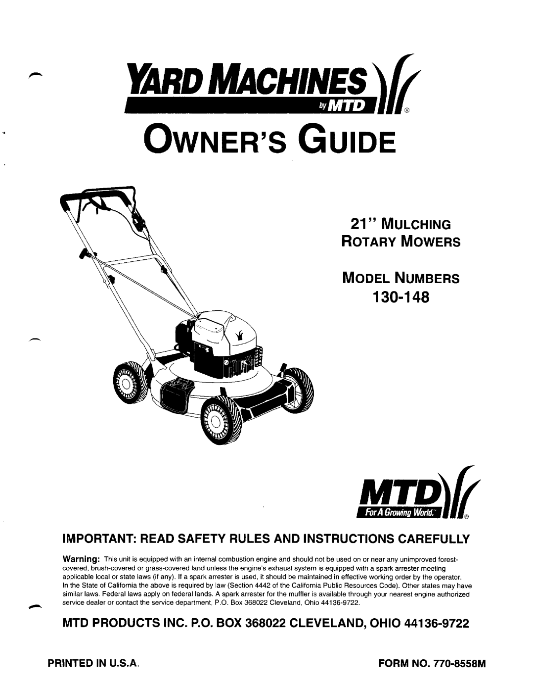 MTD 130-148 manual 