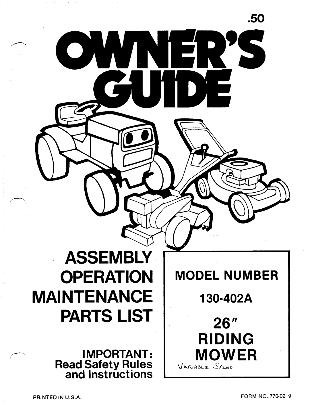 MTD 130-402A manual 