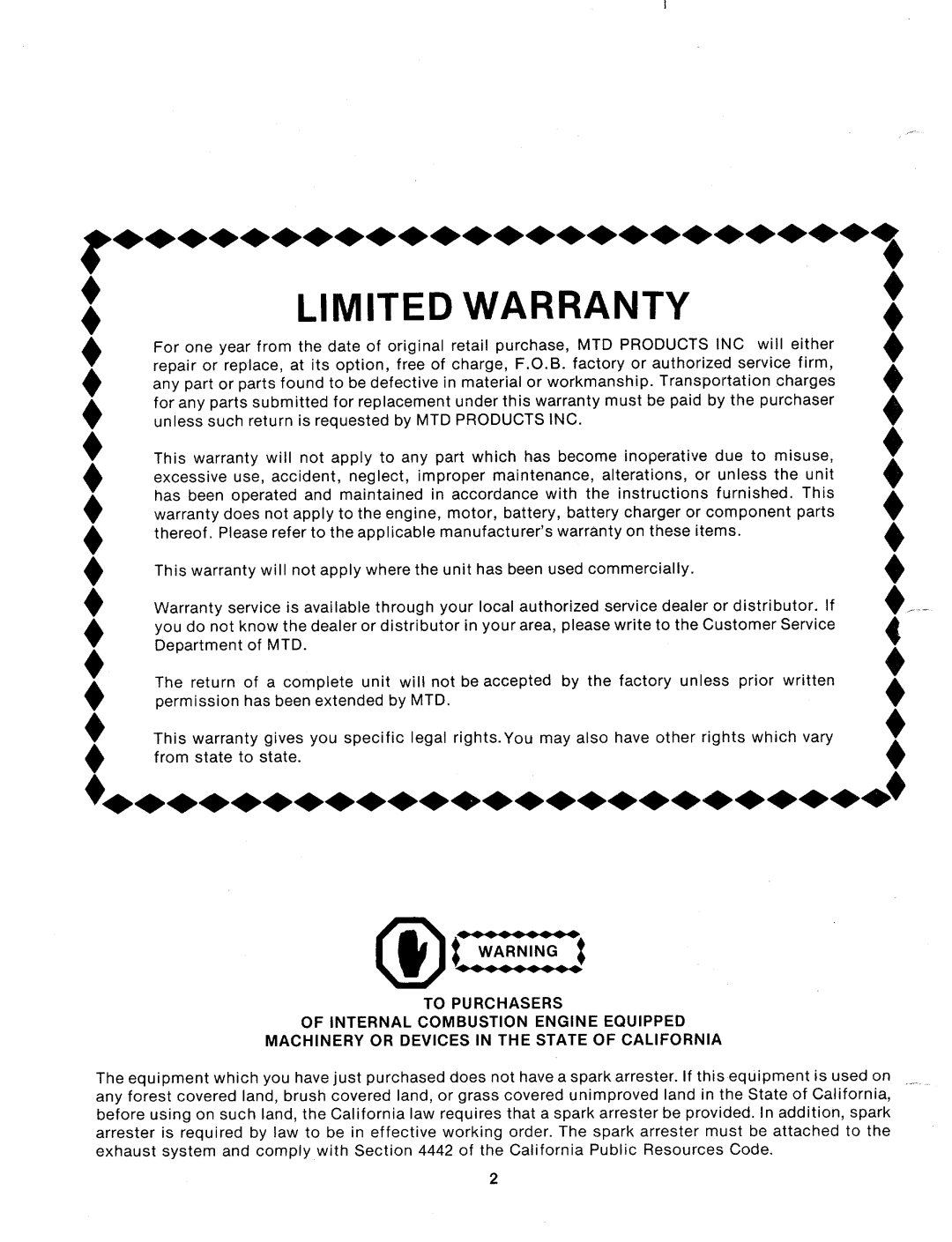 MTD 130-402A manual 