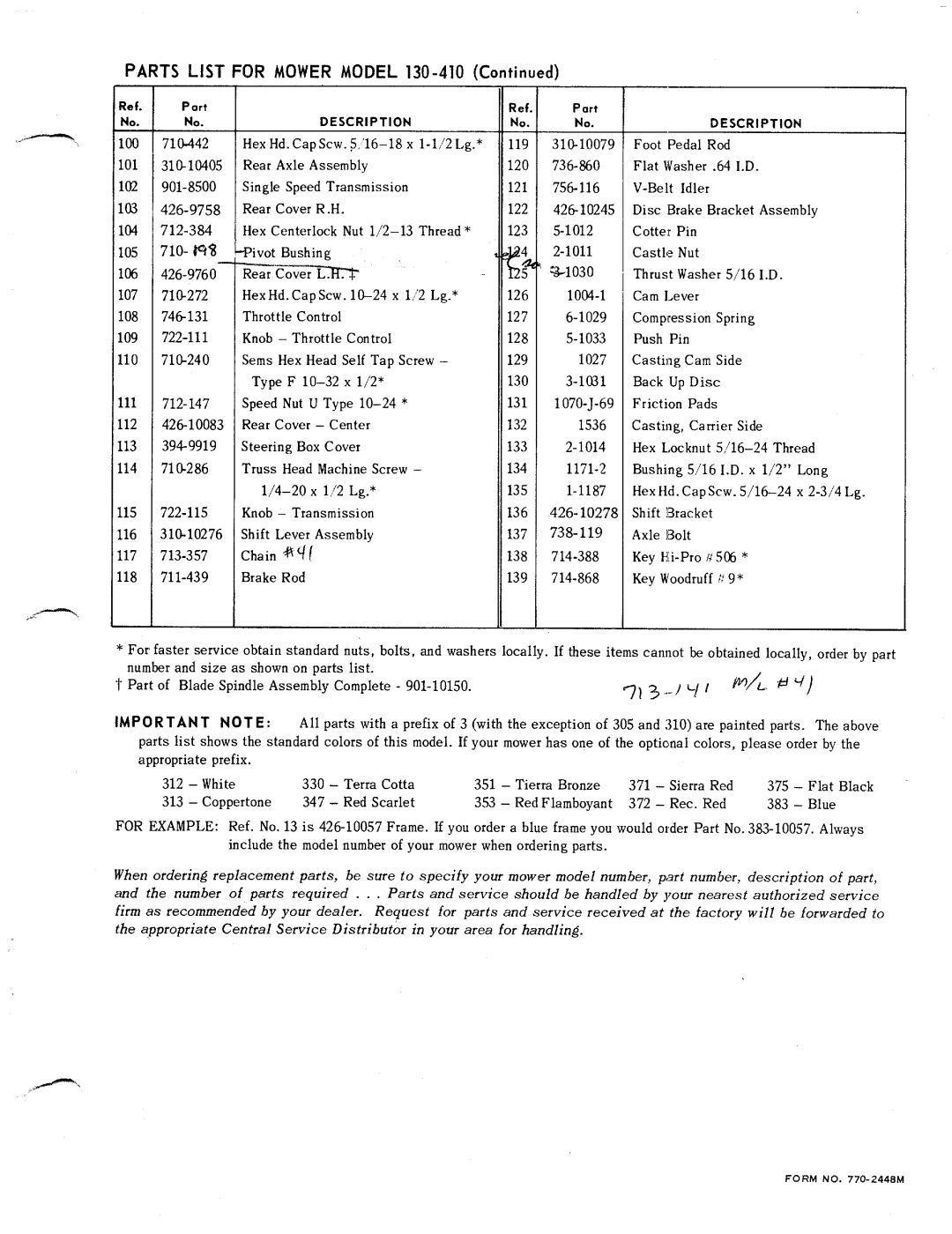 MTD 130-410 manual 