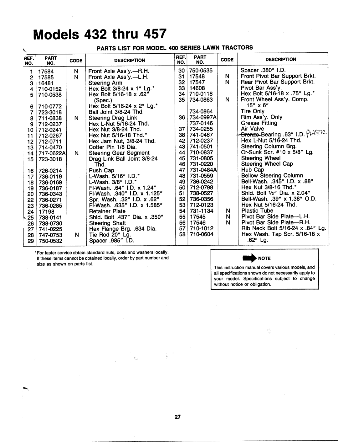 MTD 130-442F000, 130-442E000, 130-435F000, 130-435E000, 130-437E000, 130-432E000, 130-432F000, 130-437F000, 130-447F000 manual 