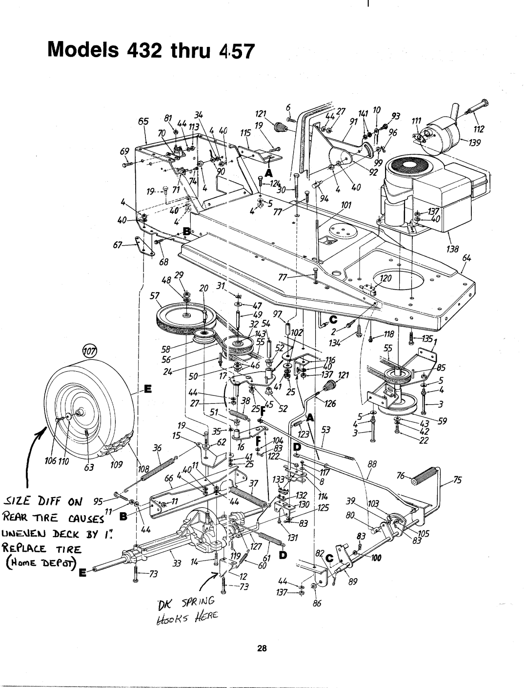 MTD 130-445E000, 130-442E000, 130-435F000, 130-435E000, 130-437E000, 130-432E000, 130-432F000, 130-437F000, 130-447F000 manual 