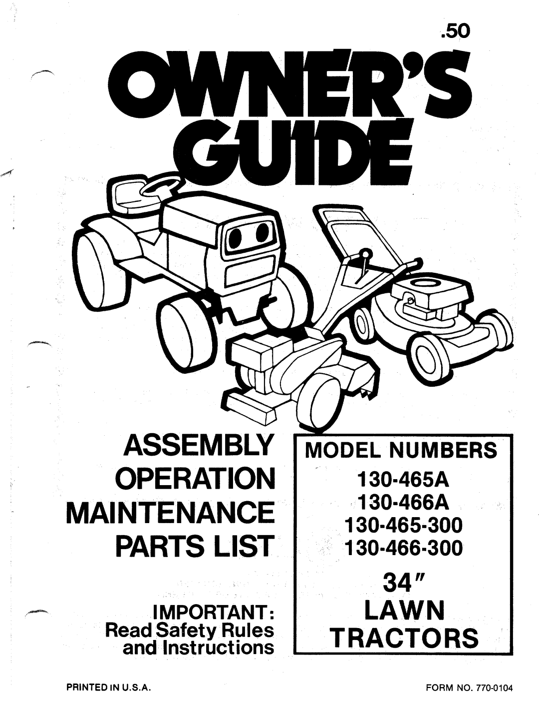 MTD 130-465-300, 130-465A, 130-466-300, 130-466A manual 