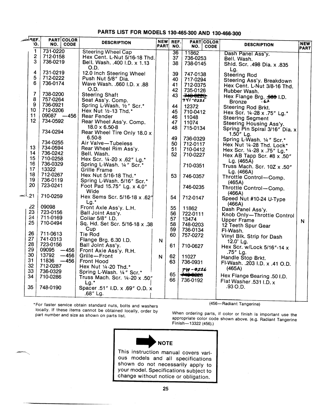 MTD 130-465-300, 130-465A, 130-466-300, 130-466A manual 