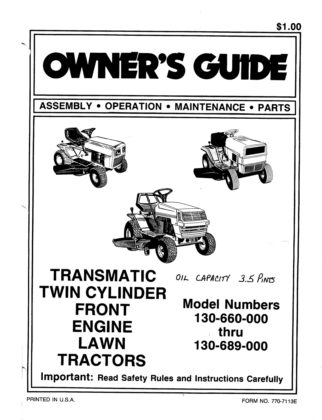 MTD 130-660-000, 130-689-000 manual 