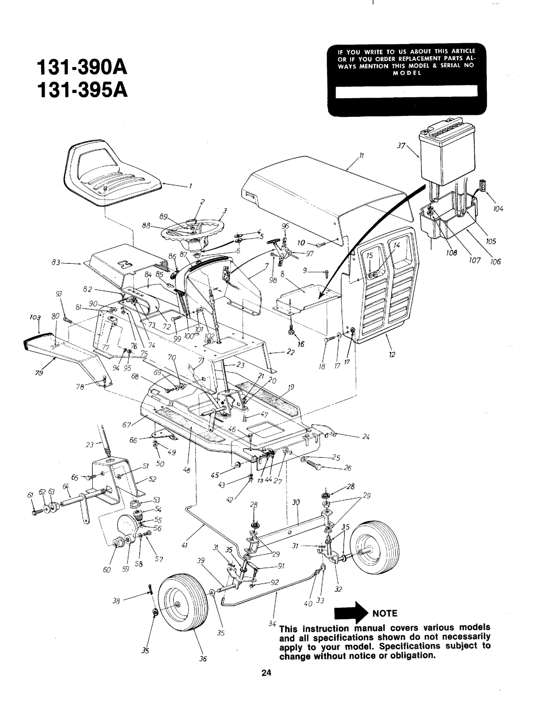 MTD 131-395A, 131-390A manual 