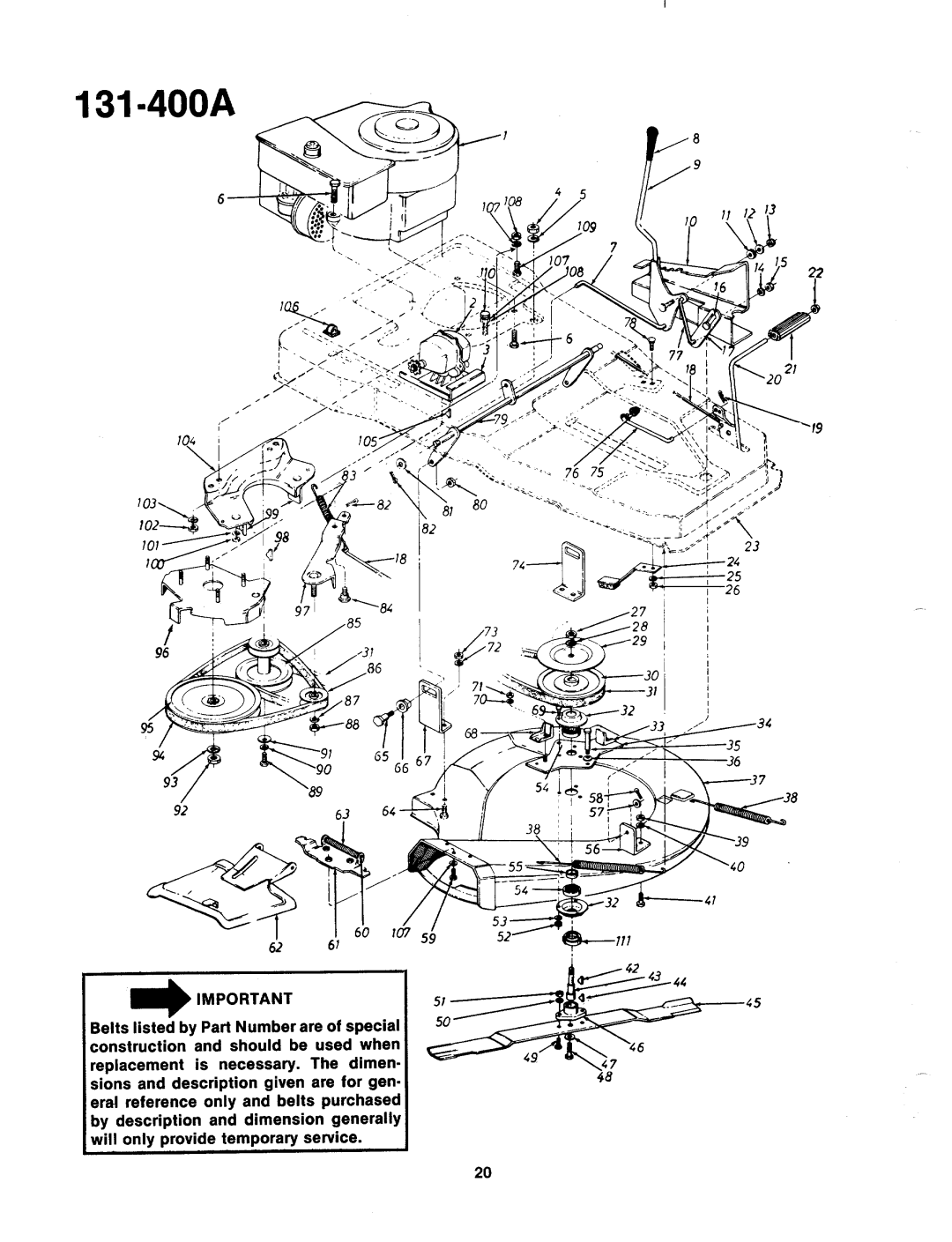 MTD 131-400A, 131-400-300 manual 