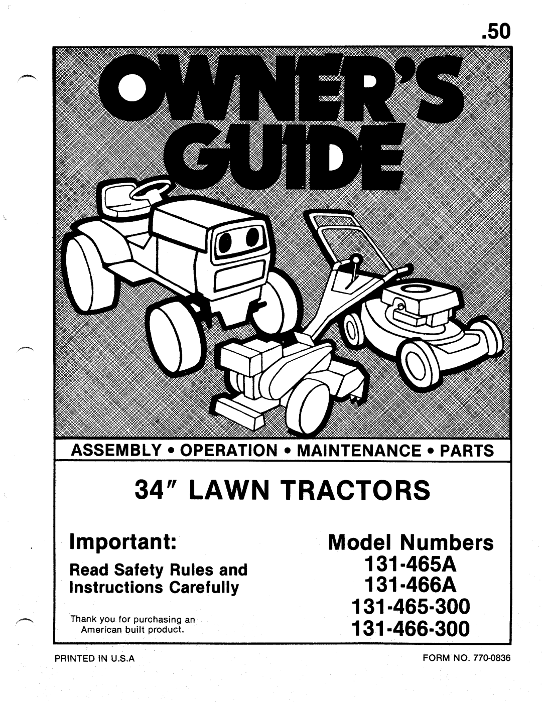 MTD 131-466-300, 131-465A, 131-466A, 131-465-300 manual 