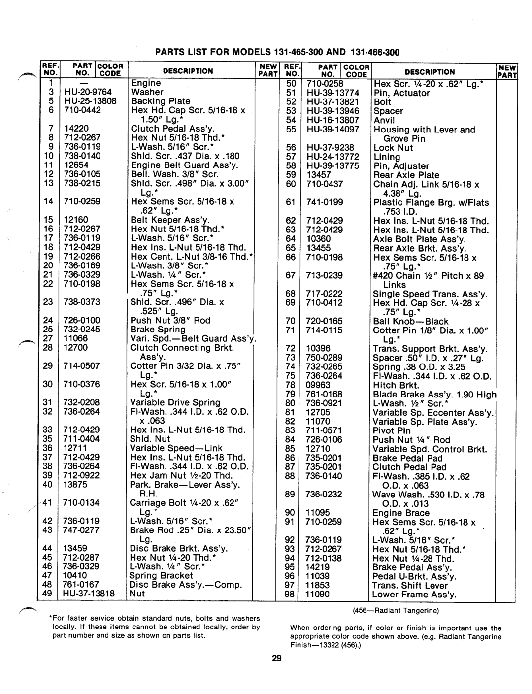 MTD 131-466-300, 131-465A, 131-466A, 131-465-300 manual 