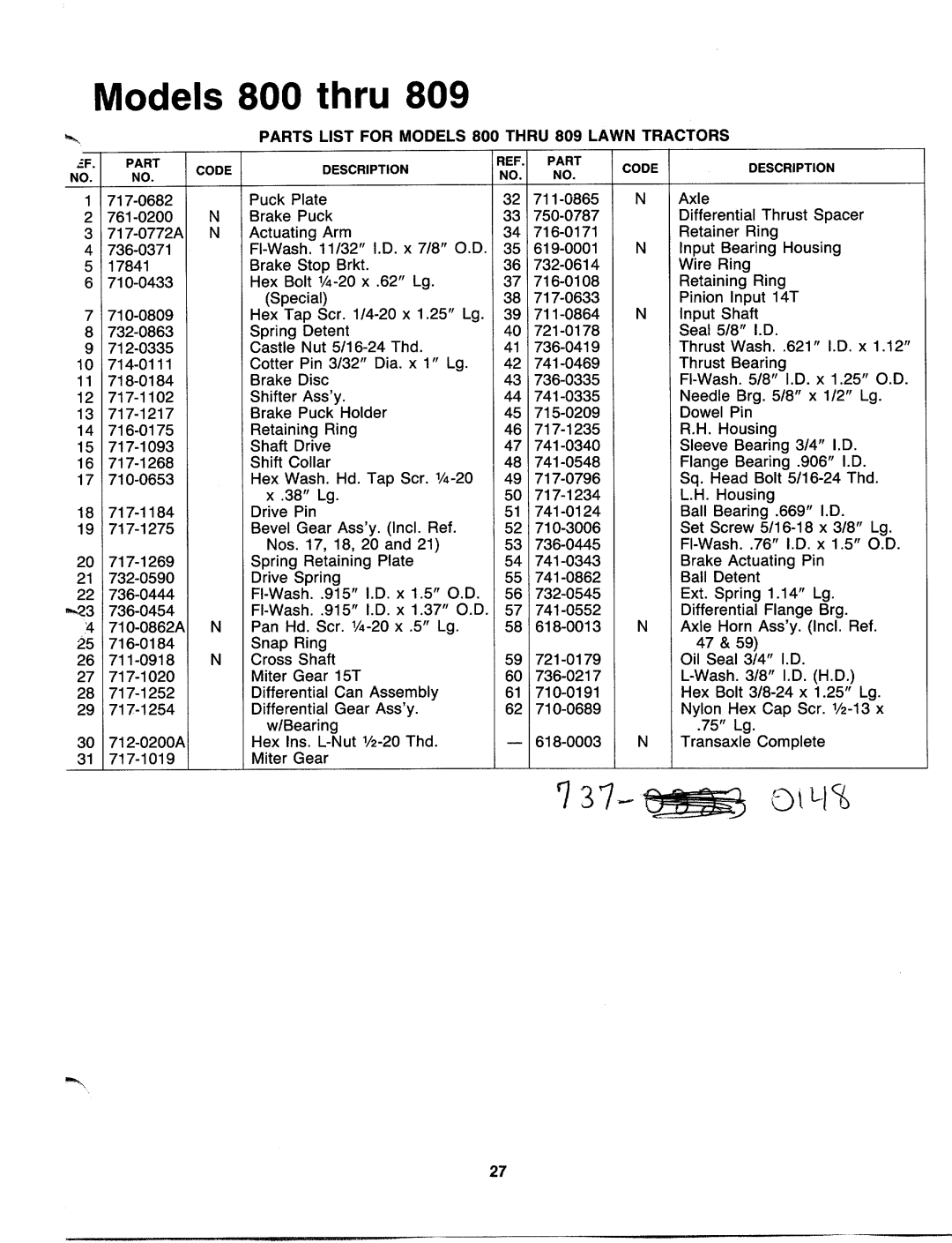 MTD 131-800H000, 131-804H000, 131-802H000, 131-806H000, 131-803H000, 131-809H000, 131-808H000 manual 