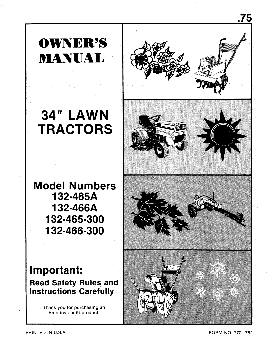 MTD 132-465A, 132-466A, 132-465-300, 132-466-300 manual 