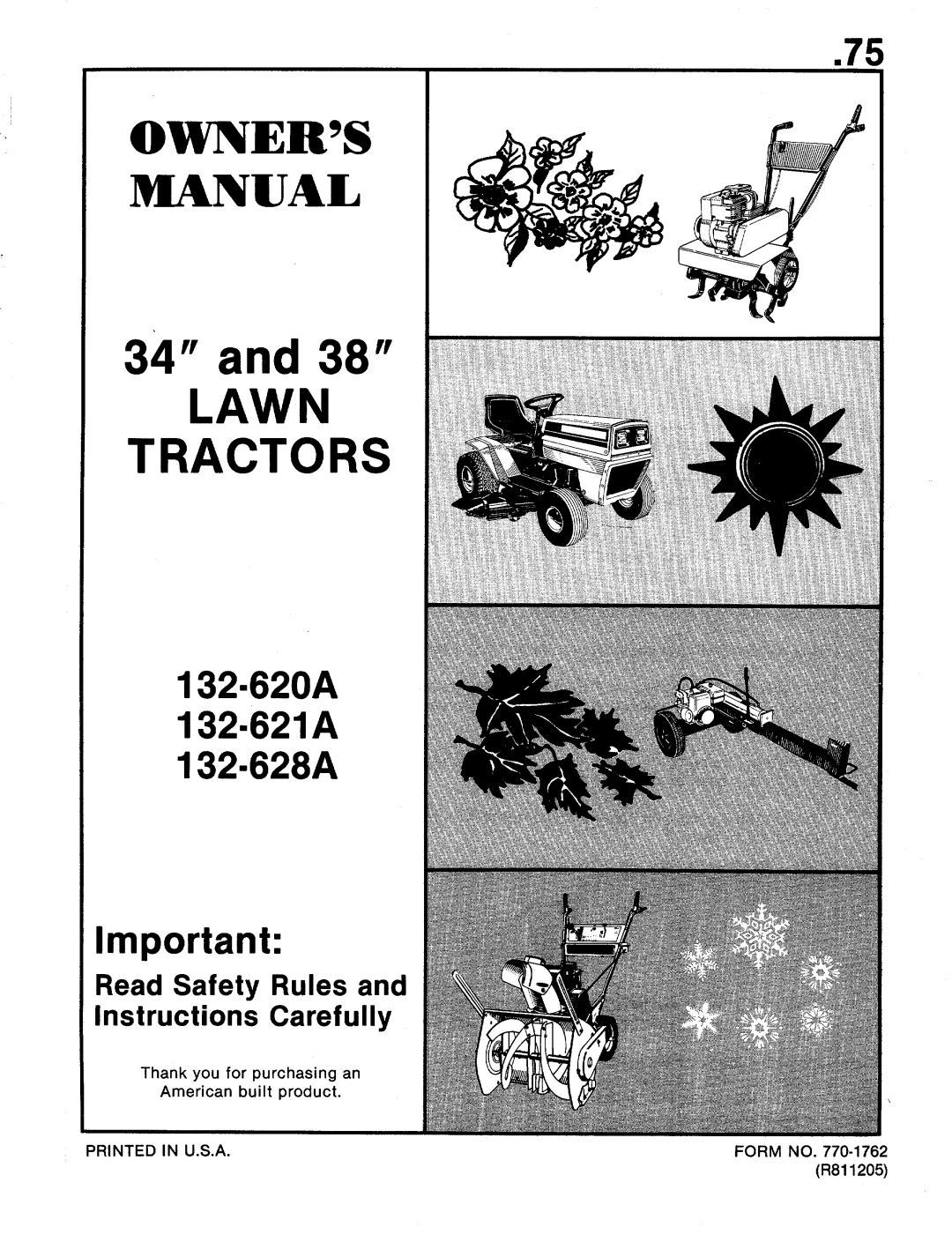 MTD 132-620A, 132-621A, 132-628A manual 