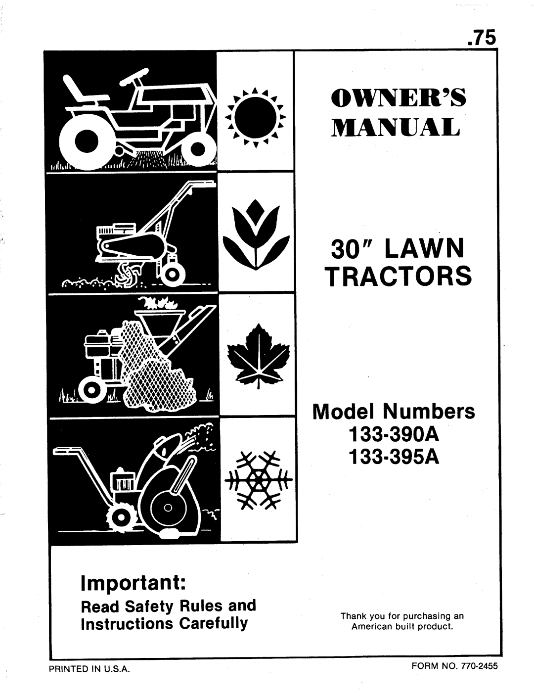 MTD 133-395A, 133-390A manual 