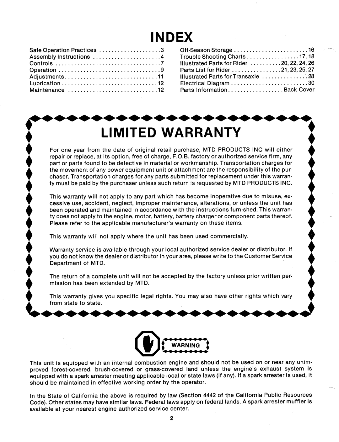 MTD 133-500A manual 