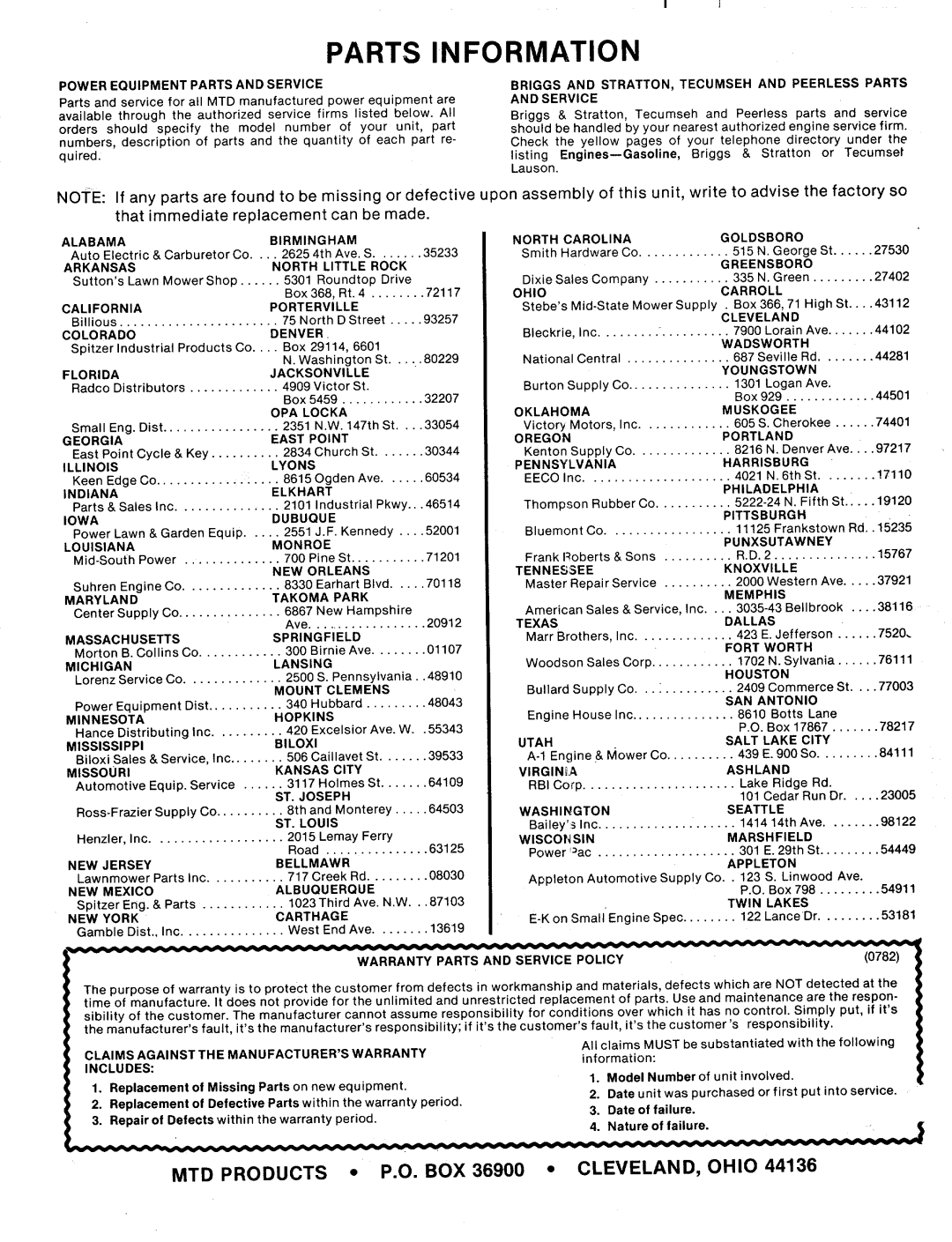 MTD 133-500A manual 