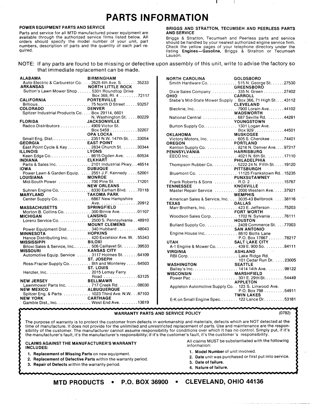 MTD 133-504A, 133-502A, 133-506A manual 