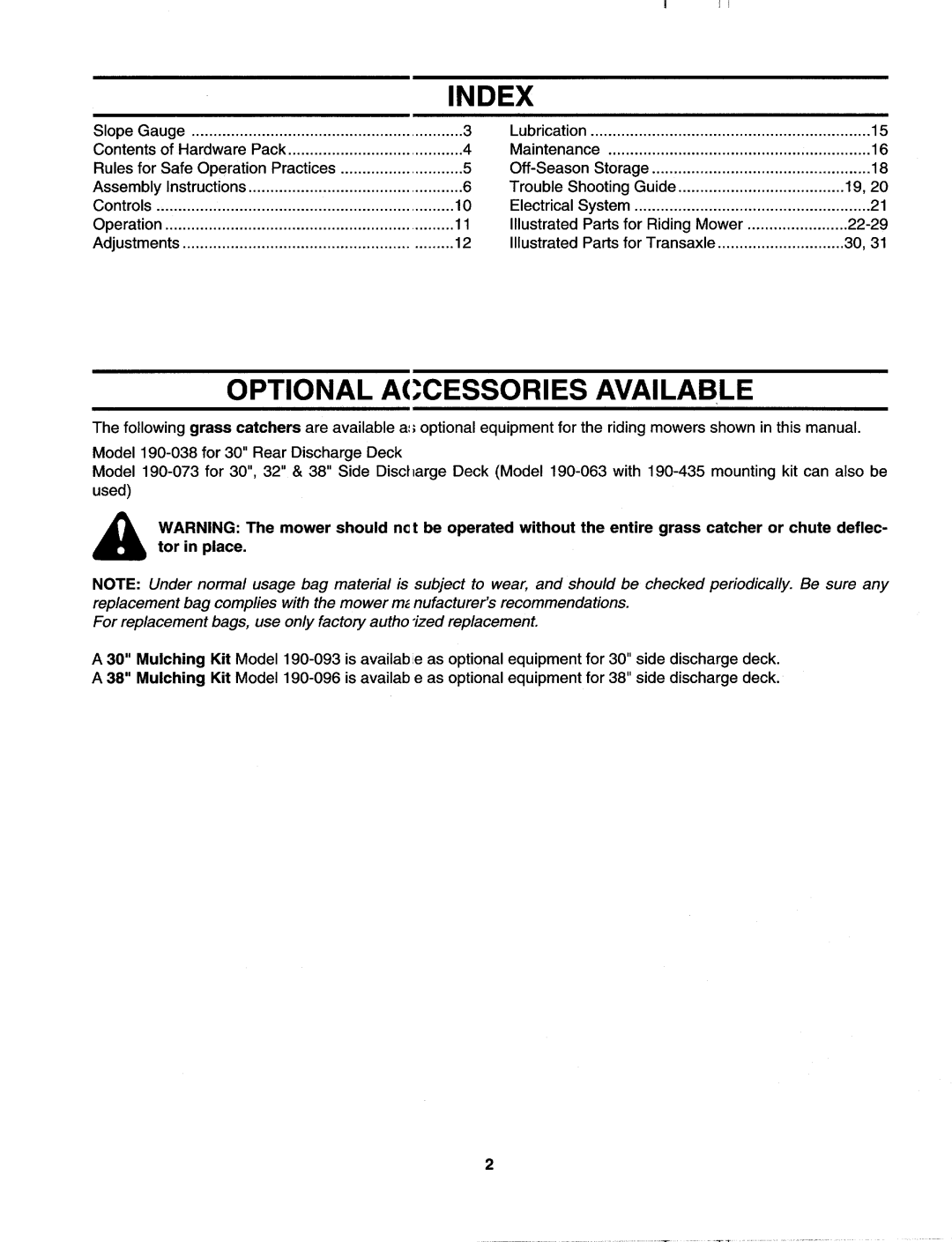 MTD 133I561F000, 133A560B00 manual 