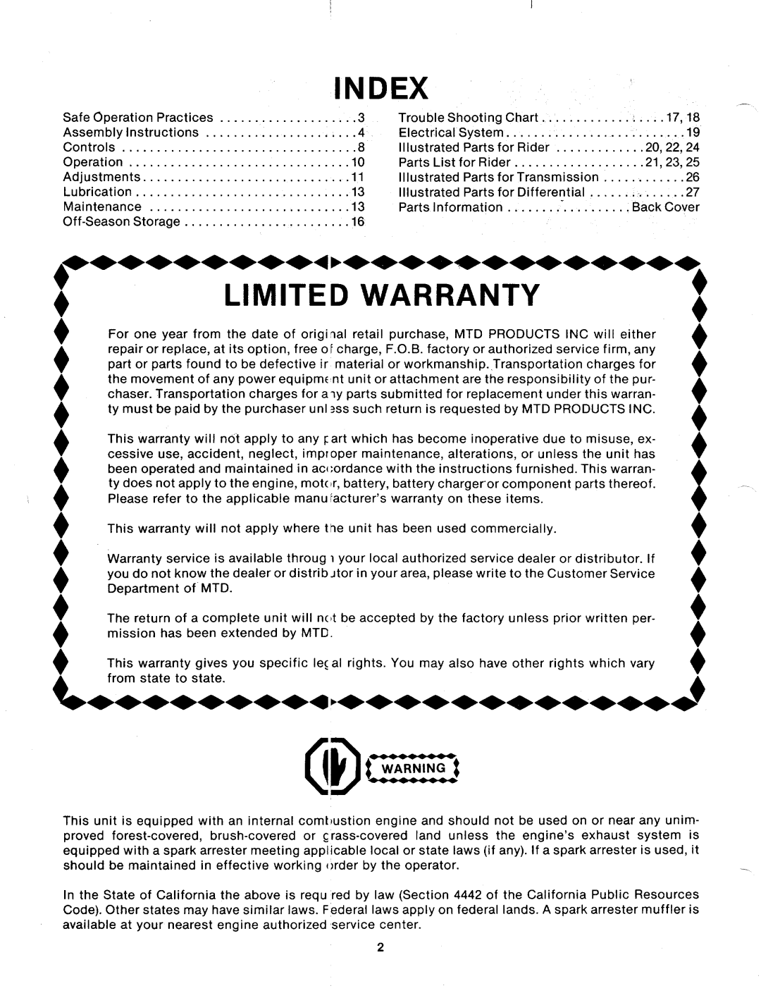 MTD 134-398-000, 134-395-000, 134-397-000 manual 