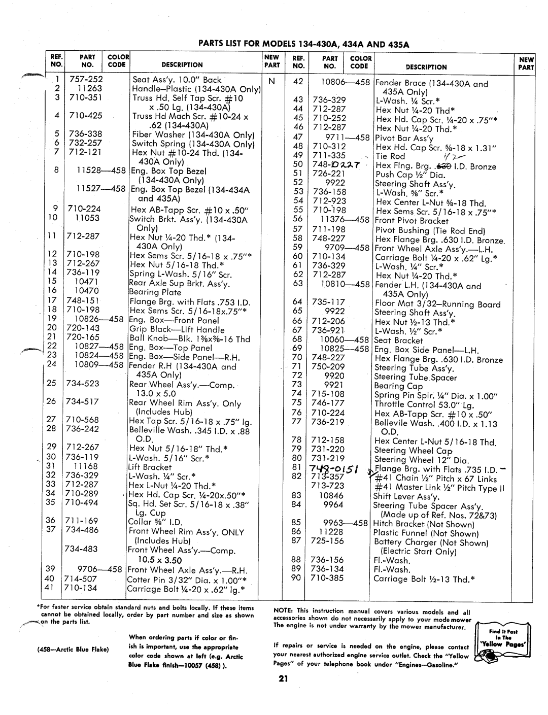 MTD 134-430A, 134-434A, 134-435A manual 