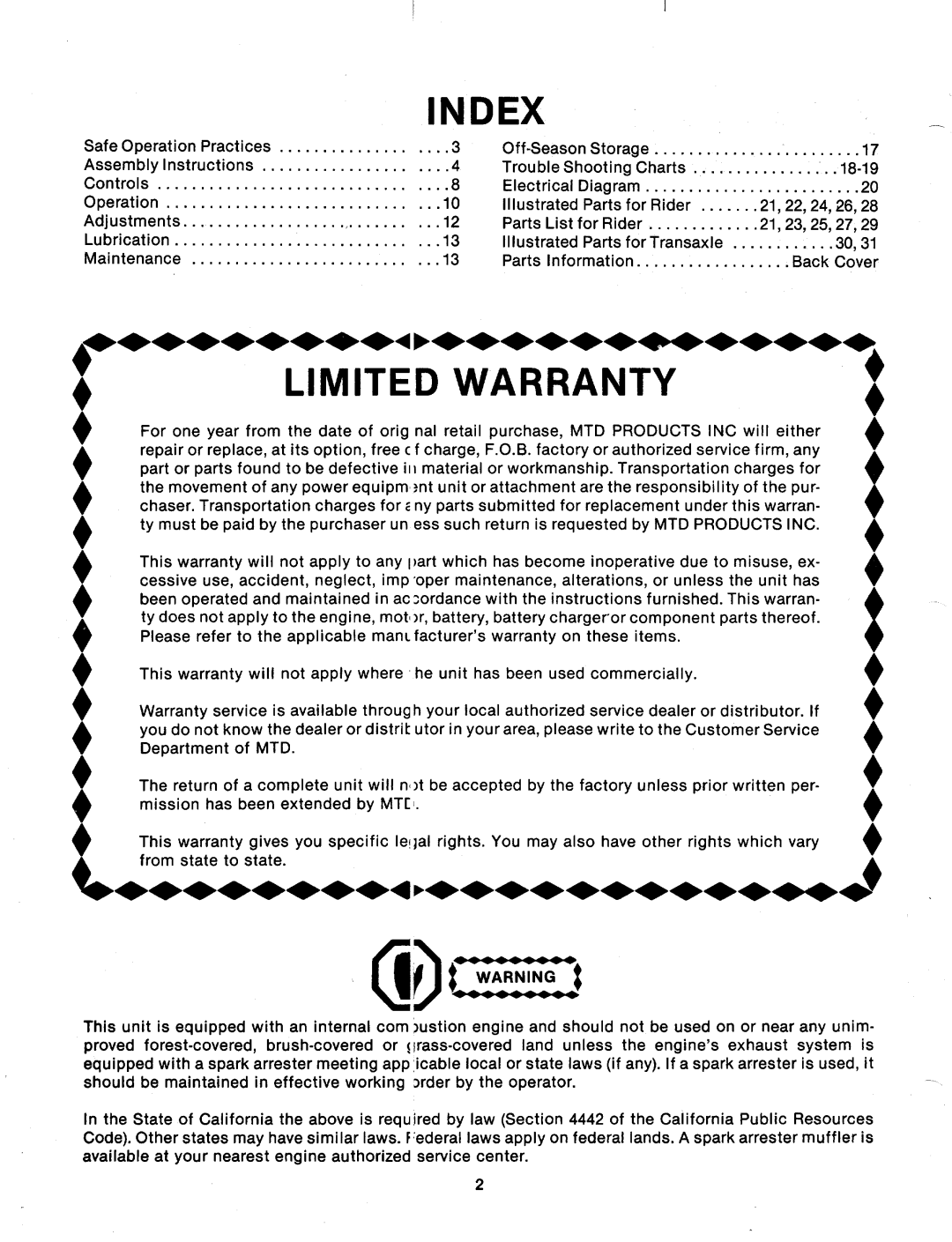 MTD 134-501-000, 134-511-000, 134-500-000, 134-510-000 manual 