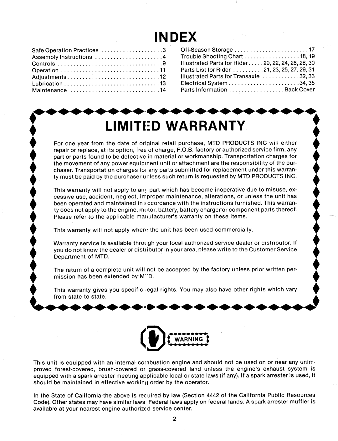 MTD 134-638-000, 134-698-000, 134-618-000, 134-668-000 manual 