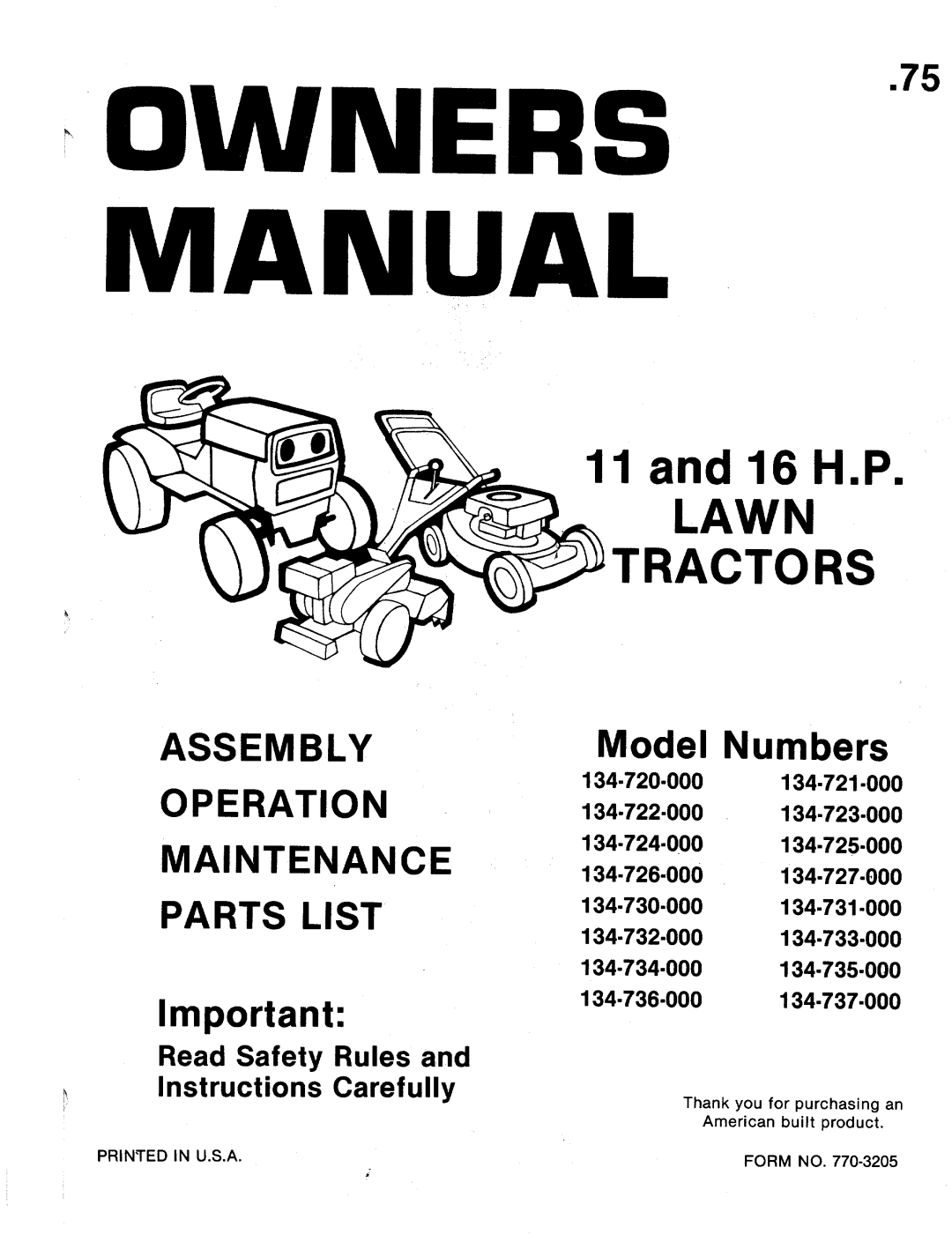 MTD 134-736-000, 134-737-000, 134-734-000, 134-731-000, 134-733-000, 134-732-000, 134-735-000, 134-723-000, 134-720-000 manual 